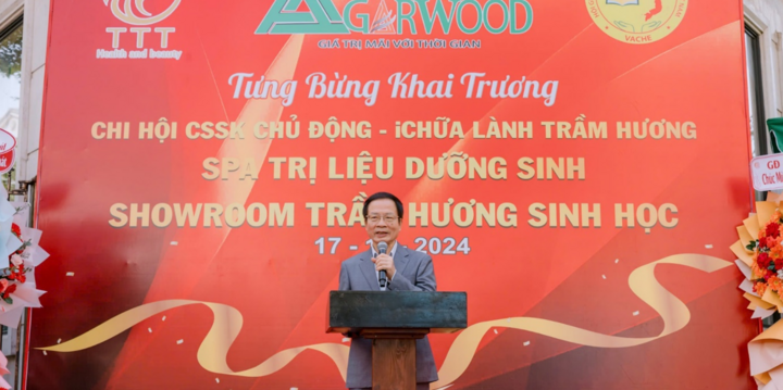 TS. Lê Đình Tiến - Phó CT Thường trực Trung ương Hội Giáo dục Chăm sóc Sức khỏe Cộng đồng Việt Nam - phát biểu tại buổi lễ.