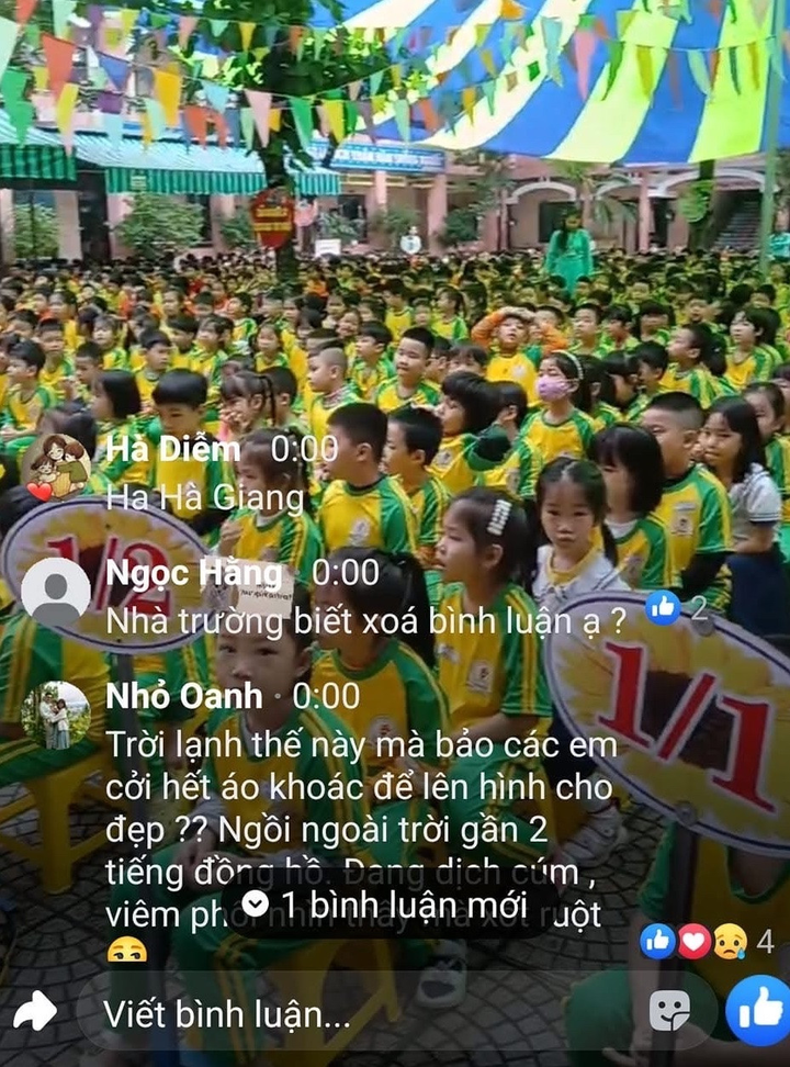 Sáng 16/12, học sinh Trường Tiểu học Bùi Thị Xuân đồng diễn. (Ảnh chụp màn hình)