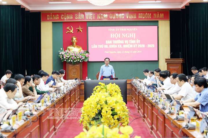 Ông Trịnh Việt Hùng, Bí thư Tỉnh ủy Thái Nguyên chủ trì hội nghị.