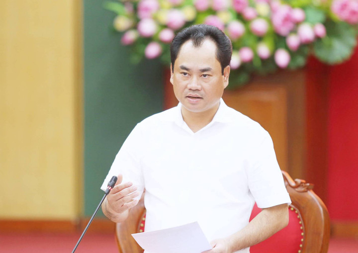 Ông Trịnh Việt Hùng, Ủy viên dự khuyết Ban Chấp hành Trung ương Đảng, Bí thư Tỉnh ủy Thái Nguyên, phát biểu.