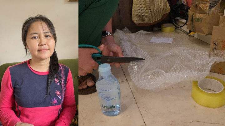 Chị Thủy yêu cầu nhân viên tận dụng túi chống sốc và sử dụng vừa đủ với mặt hàng.