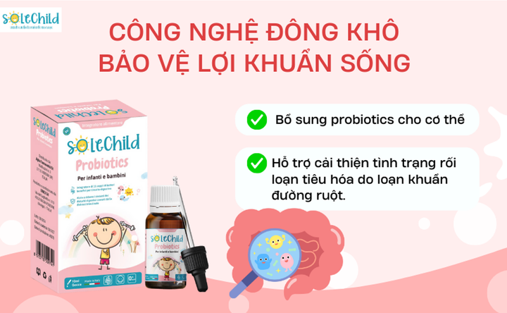 Solechild Probiotics ứng dụng công nghệ đông khô giúp bảo vệ lợi khuẩn.