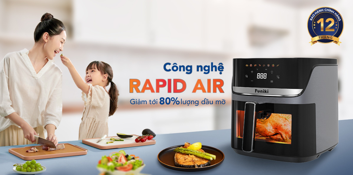 Nồi chiên không dầu Funiki với dung tích lớn 8L lần đầu ra mắt thị trường.