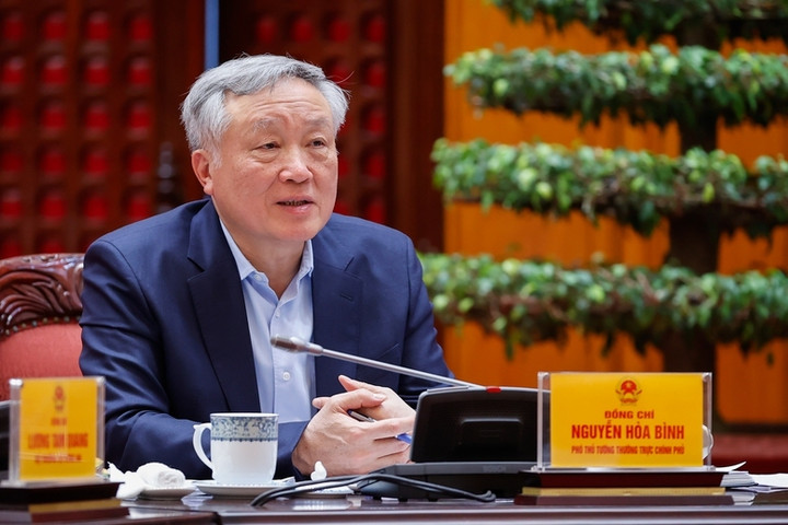 Phó Thủ tướng Thường trực Chính phủ Nguyễn Hòa Bình phát biểu tại cuộc họp. (Ảnh: VGP/Nhật Bắc)