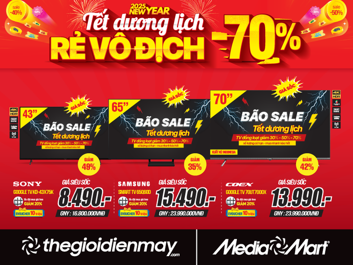 MediaMart giảm sốc 70% hàng nghìn sản phẩm nhân dịp Tết Dương lịch - 2