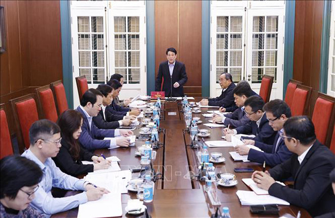 Chủ tịch nước Lương Cường làm việc với Ban Nội chính Trung ương - Cơ quan Thường trực của Ban Chỉ đạo Cải cách Tư pháp Trung ương. (Ảnh: Lâm Khánh/TTXVN)