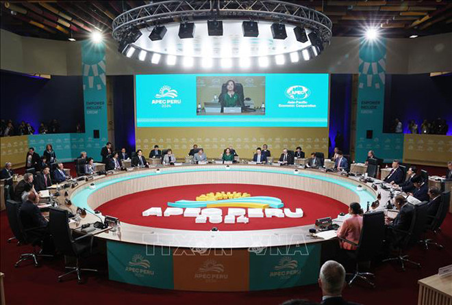 Các lãnh đạo dự Hội nghị Cấp cao APEC lần thứ 31 với chủ đề "Trao quyền - Bao trùm - Tăng trưởng". (Ảnh: Lâm Khánh/TTXVN)