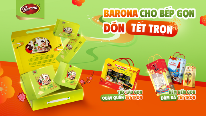 Bộ quà gia vị Barona - “bảo bối” để bếp Tết thật gọn mà vẫn trọn vị ngon.