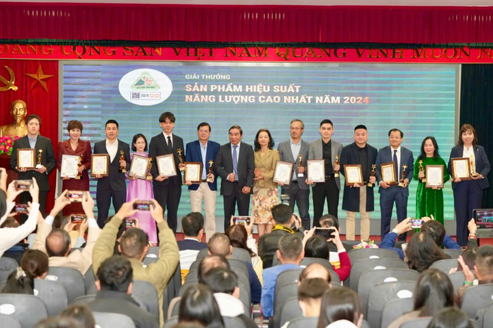 Đại diện công ty Panasonic Appliances Việt Nam (ngoài cùng bên trái) nhận Giải thưởng của Bộ Công Thương.