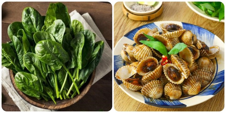 Rau xanh và hải sản rất giàu sắt