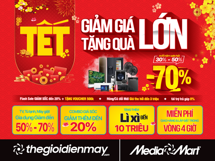 MediaMart giảm giá 70% toàn bộ mặt hàng mừng Tết Ất Tỵ 2025 - 1