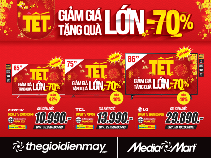 MediaMart giảm giá 70% toàn bộ mặt hàng mừng Tết Ất Tỵ 2025 - 2