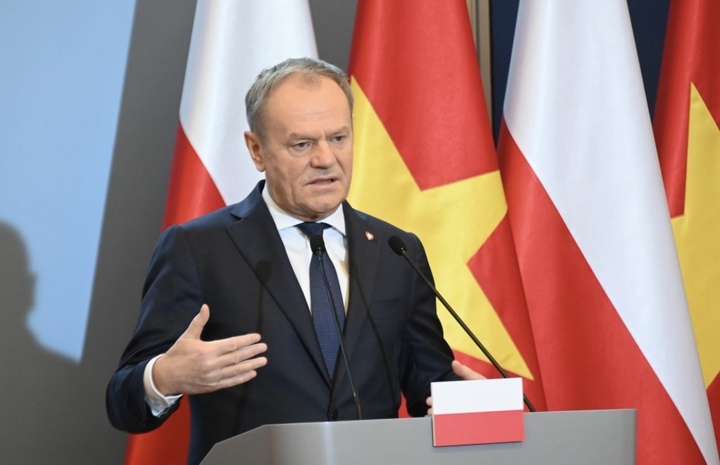 Thủ tướng Ba Lan Donald Tusk phát biểu tại cuộc gặp.