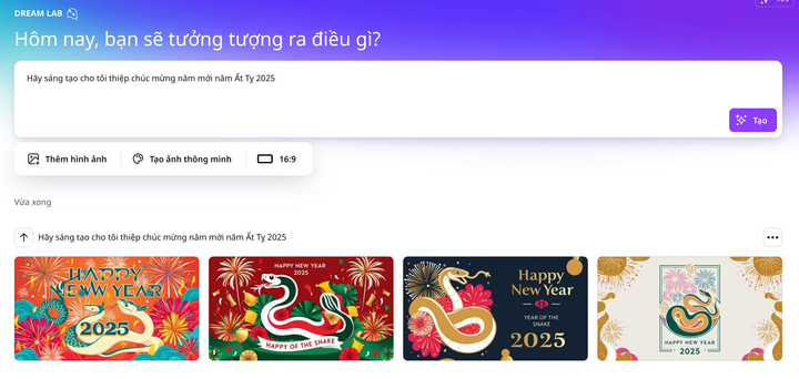 Vẽ tranh năm mới trên Canva trong chưa đầy 1 phút. (Ảnh chụp màn hình)