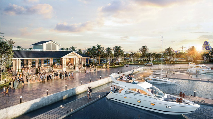 Bến du thuyền hơn 54.000m2 đã hoàn thành giai đoạn 1, dự kiến ra mắt trong năm 2025.