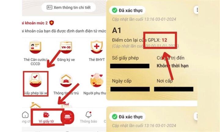 Cách kiểm tra điểm giấy phép lái xe trên ứng dụng VNeID.