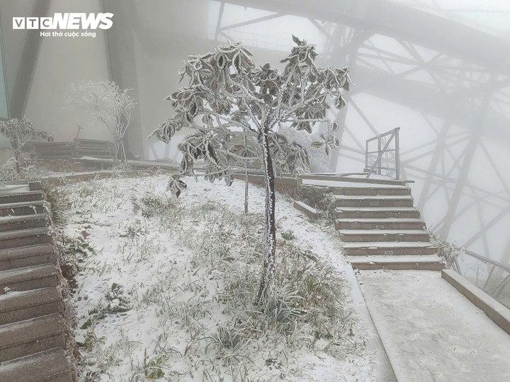 Khung cảnh tuyệt đẹp khi tuyết rơi phủ trắng đỉnh Fansipan - 5