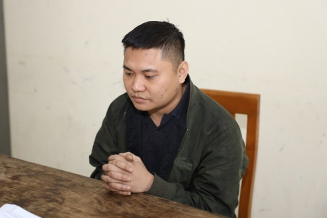 Đỗ Xuân Phương tại cơ quan công an. (Ảnh: Công an tỉnh Hưng Yên)