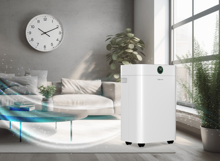 Fujihome DH18W-HEPA công suất hút ẩm 18 lít/ngày, tích hợp màng lọc HEPA, khử khuẩn UV và ionizer.