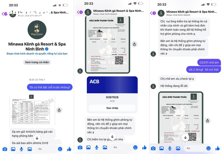 Người phụ nữ bị lừa hơn 1 tỷ đồng khi liên hệ đặt phòng trên mạng. (Ảnh màn hình)
