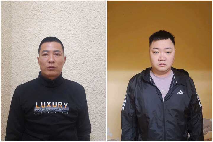 Nguyễn Văn Phong (trái) và Nguyễn Văn Nam tại cơ quan công an.