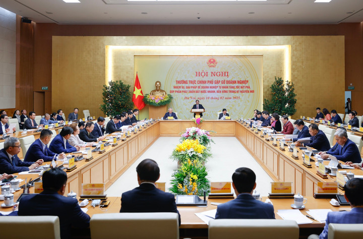 Hội nghị Thường trực Chính phủ gặp gỡ doanh nghiệp. (Ảnh: VGP/Nhật Bắc)