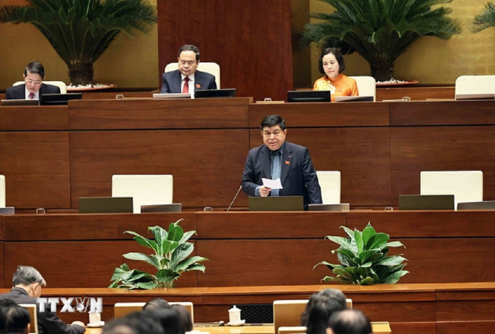 Bộ trưởng Bộ Kế hoạch và Đầu tư Nguyễn Chí Dũng phát biểu. (Ảnh: An Đăng/TTXVN)