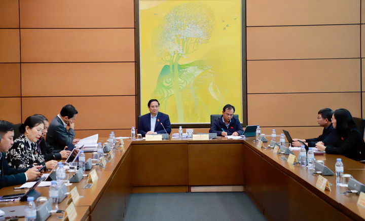 Các đại biểu họp tổ.