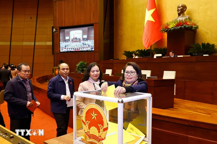 Đại biểu Quốc hội bỏ phiếu bầu Phó Chủ tịch Quốc hội và Ủy viên Ủy ban Thường vụ Quốc hội; phê chuẩn đề nghị của Thủ tướng về việc bổ nhiệm các Phó Thủ tướng, Bộ trưởng và thành viên khác của Chính phủ.