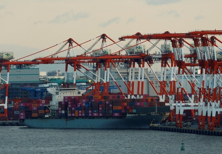 Bến cảnh container Shinagawa ở Tokyo, Nhật Bản, ngày 6/2. (Ảnh: REUTERS/Kim Kyung-Hoon)