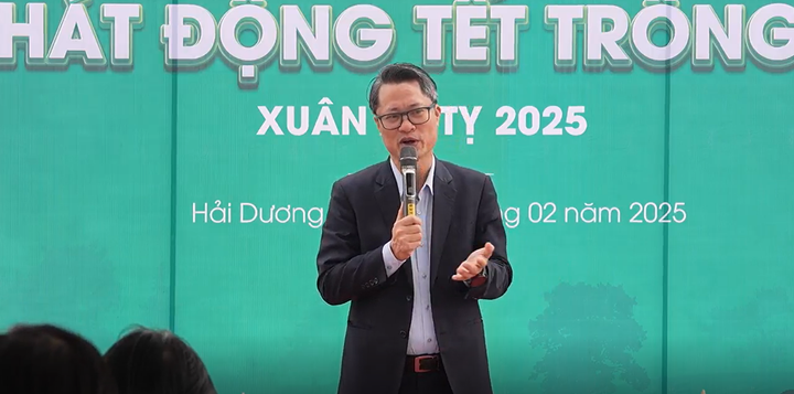 Ông Nguyễn Trung Kiên - Trưởng BQL các KCN tỉnh Hải Dương - phát biểu tại sự kiện phát động Tết trồng cây.
