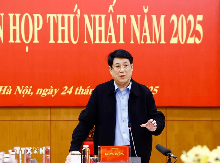 Chủ tịch nước Lương Cường phát biểu tại phiên họp.