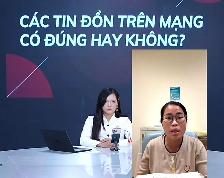 Phạm Thoại kết nối với chị Hòa tron buổi livestream tối 25/2. (Ảnh chụp màn hình)