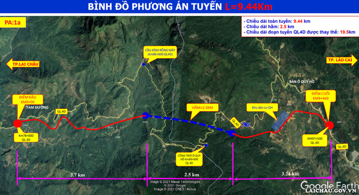 Vị trí thực hiện dự án hầm đường bộ qua đèo Hoàng Liên. (Ảnh: Laichau.gov.vn)