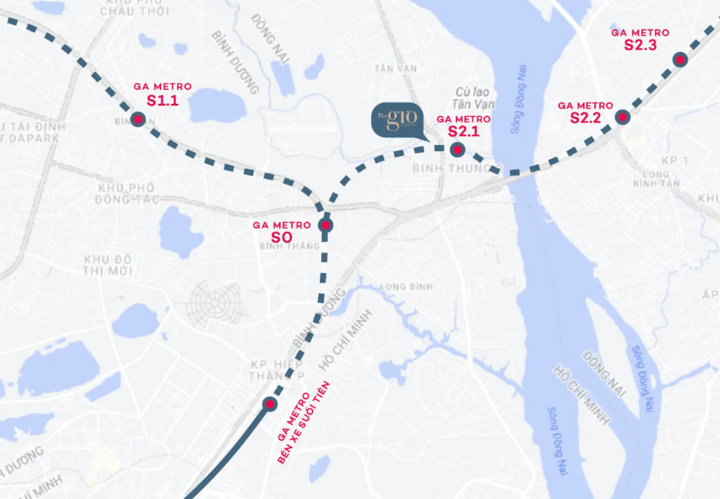 The Gió Riverside trực diện Ga S2.1 tuyến Metro số 1 nối dài.