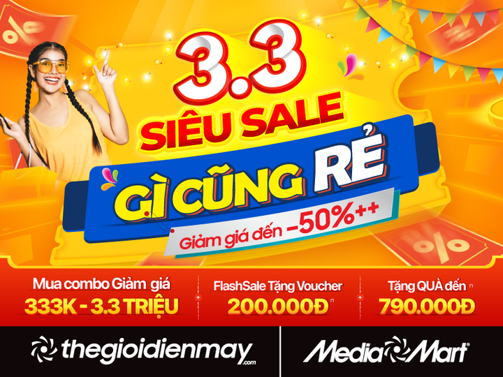 MediaMart khuyến mãi lớn: '3.3 Siêu Sale - Gì cũng Rẻ' - giảm giá sâu đến 50% - 1