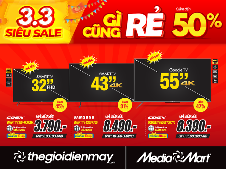 MediaMart khuyến mãi lớn: '3.3 Siêu Sale - Gì cũng Rẻ' - giảm giá sâu đến 50% - 2