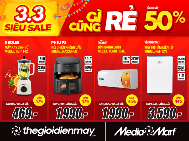 MediaMart khuyến mãi lớn: '3.3 Siêu Sale - Gì cũng Rẻ' - giảm giá sâu đến 50% - 4
