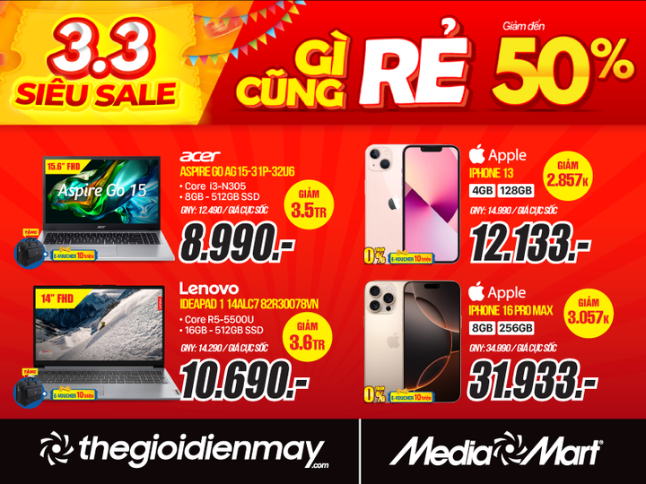 MediaMart khuyến mãi lớn: '3.3 Siêu Sale - Gì cũng Rẻ' - giảm giá sâu đến 50% - 5