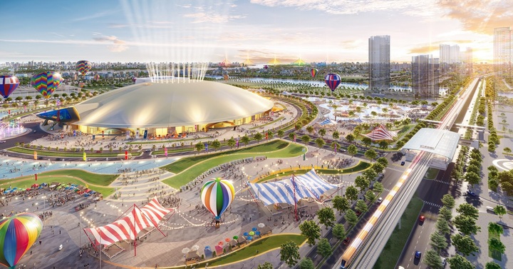 The Grand Expo tại Global Gate Cổ Loa đang được triển khai thần tốc, dự kiến sẽ hoàn thành vào tháng 7/2025. (Ảnh phối cảnh)