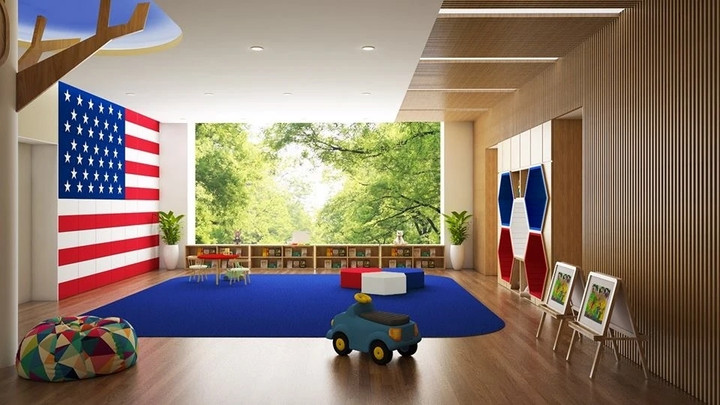Một góc phòng học của trường Mầm non quốc tế Mỹ Rosemont, Hapulico, quận Thanh Xuân. (Ảnh: Website nhà trường).