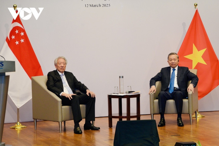 Tổng Bí thư Tô Lâm và Bộ trưởng cao cấp, Bộ trưởng điều phối an ninh Singapore Teo Chee Hean.