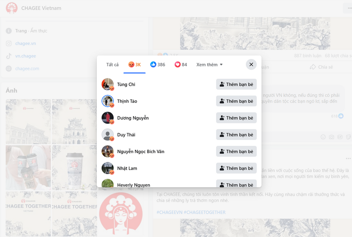 Các bài đăng của Chagee Việt Nam nhận "mưa" phẫn nộ từ cư dân mạng.