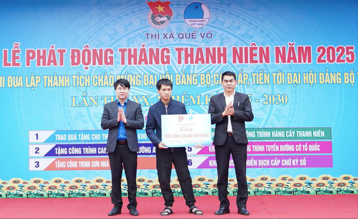 Thị Đoàn Quế Võ trao tặng 3 thiết bị camera hệ thống giám sát tại các điểm cổng trường và tặng công trình sơn nhà tình nghĩa.