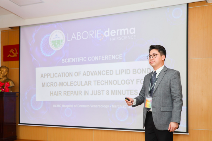 Ông Lại Nam Hải - Giám đốc nghiên cứu sáng tạo công nghệ mới MOONSHOT Biotech (Singapore) - chia sẻ kết quả nghiên cứu khoa học của công nghệ Lipid Bond.