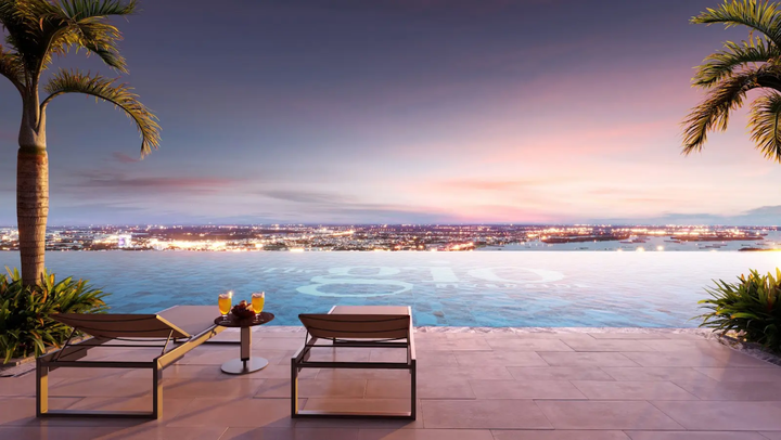 Phối cảnh hồ bơi vô cực trên tầng 40 The Gió Riverside.