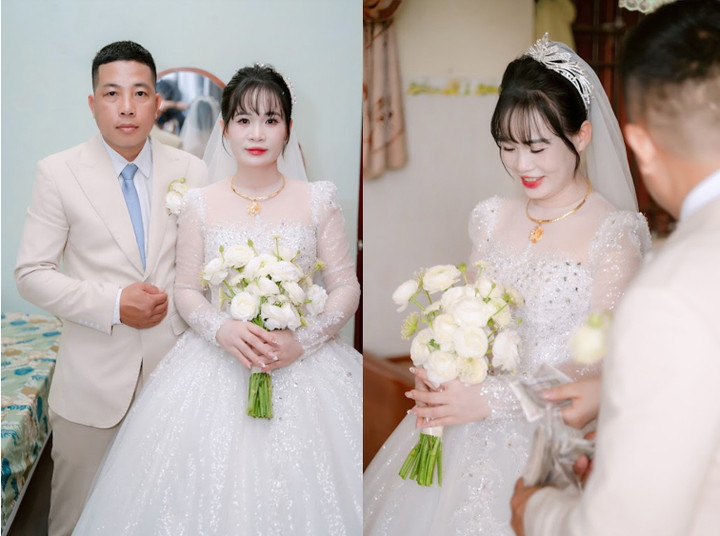 Đôi bên hạnh phúc trong ngày vui.