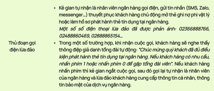 Cảnh báo thủ đoạn mạo danh nhân viên Vietcombank chào mời mở thẻ tín dụng - 1