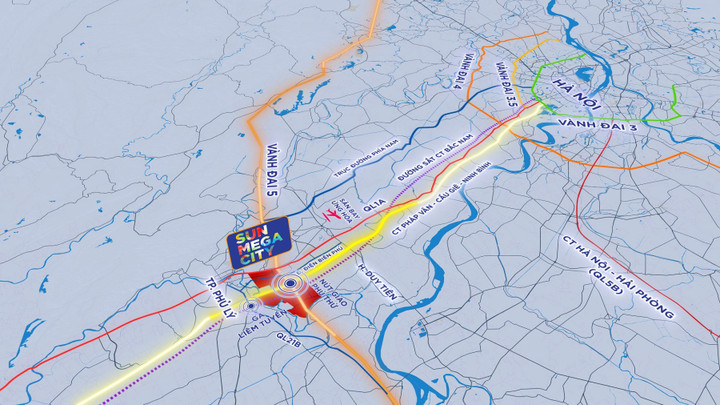 Sun Mega City có lợi thế kết nối hoàn hảo với trong – ngoài nước nhờ hệ thống giao thông huyết mạch