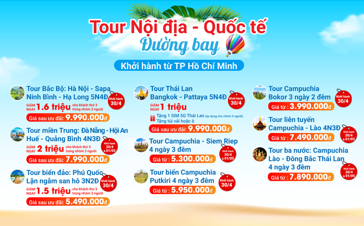 Giá tour du lịch giảm mạnh, khách tranh thủ đặt chỗ nghỉ lễ 30/4 - 2
